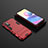 Silikon Hülle Handyhülle und Kunststoff Schutzhülle Hartschalen Tasche mit Ständer für Xiaomi POCO M3 Pro 5G Rot