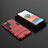 Silikon Hülle Handyhülle und Kunststoff Schutzhülle Hartschalen Tasche mit Ständer für Xiaomi Redmi Note 10 Pro 4G Rot