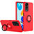 Silikon Hülle Handyhülle und Kunststoff Schutzhülle Hartschalen Tasche mit Ständer H02P für Xiaomi Redmi Note 11 Pro 4G Rot