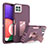 Silikon Hülle Handyhülle und Kunststoff Schutzhülle Hartschalen Tasche mit Ständer J01S für Samsung Galaxy A22 5G Violett