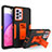 Silikon Hülle Handyhülle und Kunststoff Schutzhülle Hartschalen Tasche mit Ständer J01S für Samsung Galaxy A33 5G Orange