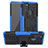 Silikon Hülle Handyhülle und Kunststoff Schutzhülle Hartschalen Tasche mit Ständer J01X für Samsung Galaxy A21s Blau