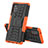Silikon Hülle Handyhülle und Kunststoff Schutzhülle Hartschalen Tasche mit Ständer J01X für Samsung Galaxy A71 4G A715 Orange