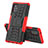 Silikon Hülle Handyhülle und Kunststoff Schutzhülle Hartschalen Tasche mit Ständer J01X für Samsung Galaxy A71 4G A715 Rot