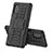 Silikon Hülle Handyhülle und Kunststoff Schutzhülle Hartschalen Tasche mit Ständer J01X für Samsung Galaxy A71 4G A715 Schwarz