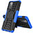 Silikon Hülle Handyhülle und Kunststoff Schutzhülle Hartschalen Tasche mit Ständer J01X für Samsung Galaxy A72 4G Blau