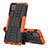 Silikon Hülle Handyhülle und Kunststoff Schutzhülle Hartschalen Tasche mit Ständer J01X für Samsung Galaxy F12 Orange