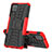 Silikon Hülle Handyhülle und Kunststoff Schutzhülle Hartschalen Tasche mit Ständer J01X für Samsung Galaxy F12 Rot