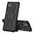 Silikon Hülle Handyhülle und Kunststoff Schutzhülle Hartschalen Tasche mit Ständer J01X für Samsung Galaxy F12 Schwarz
