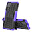 Silikon Hülle Handyhülle und Kunststoff Schutzhülle Hartschalen Tasche mit Ständer J01X für Samsung Galaxy F12 Violett