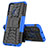 Silikon Hülle Handyhülle und Kunststoff Schutzhülle Hartschalen Tasche mit Ständer J01X für Samsung Galaxy M21 Blau
