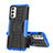 Silikon Hülle Handyhülle und Kunststoff Schutzhülle Hartschalen Tasche mit Ständer J01X für Samsung Galaxy M23 5G Blau