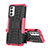 Silikon Hülle Handyhülle und Kunststoff Schutzhülle Hartschalen Tasche mit Ständer J01X für Samsung Galaxy M23 5G Pink