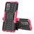 Silikon Hülle Handyhülle und Kunststoff Schutzhülle Hartschalen Tasche mit Ständer JX1 für Oppo F19 Pro+ Plus 5G Pink