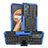 Silikon Hülle Handyhülle und Kunststoff Schutzhülle Hartschalen Tasche mit Ständer JX1 für Oppo K10 4G Blau