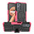 Silikon Hülle Handyhülle und Kunststoff Schutzhülle Hartschalen Tasche mit Ständer JX1 für Oppo K10 4G Pink