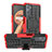 Silikon Hülle Handyhülle und Kunststoff Schutzhülle Hartschalen Tasche mit Ständer JX1 für Oppo K10 4G Rot