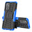 Silikon Hülle Handyhülle und Kunststoff Schutzhülle Hartschalen Tasche mit Ständer JX1 für Oppo Reno5 Z 5G Blau