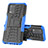 Silikon Hülle Handyhülle und Kunststoff Schutzhülle Hartschalen Tasche mit Ständer JX1 für Realme 8 5G Blau