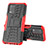 Silikon Hülle Handyhülle und Kunststoff Schutzhülle Hartschalen Tasche mit Ständer JX1 für Realme Q3 5G Rot