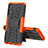Silikon Hülle Handyhülle und Kunststoff Schutzhülle Hartschalen Tasche mit Ständer JX1 für Samsung Galaxy A02 Orange