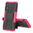 Silikon Hülle Handyhülle und Kunststoff Schutzhülle Hartschalen Tasche mit Ständer JX1 für Samsung Galaxy A02 Pink