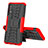 Silikon Hülle Handyhülle und Kunststoff Schutzhülle Hartschalen Tasche mit Ständer JX1 für Samsung Galaxy A02 Rot
