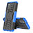 Silikon Hülle Handyhülle und Kunststoff Schutzhülle Hartschalen Tasche mit Ständer JX1 für Samsung Galaxy A03s Blau