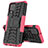 Silikon Hülle Handyhülle und Kunststoff Schutzhülle Hartschalen Tasche mit Ständer JX1 für Samsung Galaxy A22 4G Pink