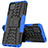 Silikon Hülle Handyhülle und Kunststoff Schutzhülle Hartschalen Tasche mit Ständer JX1 für Samsung Galaxy A22 5G Blau