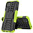 Silikon Hülle Handyhülle und Kunststoff Schutzhülle Hartschalen Tasche mit Ständer JX1 für Samsung Galaxy A22 5G Grün