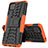 Silikon Hülle Handyhülle und Kunststoff Schutzhülle Hartschalen Tasche mit Ständer JX1 für Samsung Galaxy A22 5G Orange