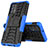 Silikon Hülle Handyhülle und Kunststoff Schutzhülle Hartschalen Tasche mit Ständer JX1 für Samsung Galaxy A32 5G Blau