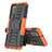 Silikon Hülle Handyhülle und Kunststoff Schutzhülle Hartschalen Tasche mit Ständer JX1 für Samsung Galaxy F02S SM-E025F Orange