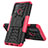 Silikon Hülle Handyhülle und Kunststoff Schutzhülle Hartschalen Tasche mit Ständer JX1 für Vivo Y50 Pink