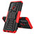 Silikon Hülle Handyhülle und Kunststoff Schutzhülle Hartschalen Tasche mit Ständer JX1 für Vivo Y50 Rot