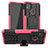 Silikon Hülle Handyhülle und Kunststoff Schutzhülle Hartschalen Tasche mit Ständer JX1 für Xiaomi POCO C31 Pink