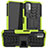 Silikon Hülle Handyhülle und Kunststoff Schutzhülle Hartschalen Tasche mit Ständer JX1 für Xiaomi POCO M3 Pro 5G Grün