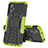 Silikon Hülle Handyhülle und Kunststoff Schutzhülle Hartschalen Tasche mit Ständer JX1 für Xiaomi Poco M4 5G Grün