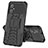 Silikon Hülle Handyhülle und Kunststoff Schutzhülle Hartschalen Tasche mit Ständer JX1 für Xiaomi Poco M4 5G Schwarz