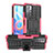 Silikon Hülle Handyhülle und Kunststoff Schutzhülle Hartschalen Tasche mit Ständer JX1 für Xiaomi Poco M4 Pro 5G Pink