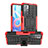Silikon Hülle Handyhülle und Kunststoff Schutzhülle Hartschalen Tasche mit Ständer JX1 für Xiaomi Poco M4 Pro 5G Rot