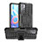 Silikon Hülle Handyhülle und Kunststoff Schutzhülle Hartschalen Tasche mit Ständer JX1 für Xiaomi Poco M4 Pro 5G Schwarz