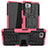Silikon Hülle Handyhülle und Kunststoff Schutzhülle Hartschalen Tasche mit Ständer JX1 für Xiaomi Poco X3 GT 5G Pink