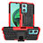 Silikon Hülle Handyhülle und Kunststoff Schutzhülle Hartschalen Tasche mit Ständer JX1 für Xiaomi Redmi 10 5G Rot