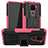 Silikon Hülle Handyhülle und Kunststoff Schutzhülle Hartschalen Tasche mit Ständer JX1 für Xiaomi Redmi 10X 4G Pink