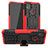 Silikon Hülle Handyhülle und Kunststoff Schutzhülle Hartschalen Tasche mit Ständer JX1 für Xiaomi Redmi 9C NFC Rot