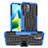 Silikon Hülle Handyhülle und Kunststoff Schutzhülle Hartschalen Tasche mit Ständer JX1 für Xiaomi Redmi A1 Blau