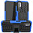 Silikon Hülle Handyhülle und Kunststoff Schutzhülle Hartschalen Tasche mit Ständer JX1 für Xiaomi Redmi Note 10 5G Blau