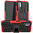 Silikon Hülle Handyhülle und Kunststoff Schutzhülle Hartschalen Tasche mit Ständer JX1 für Xiaomi Redmi Note 10T 5G Rot